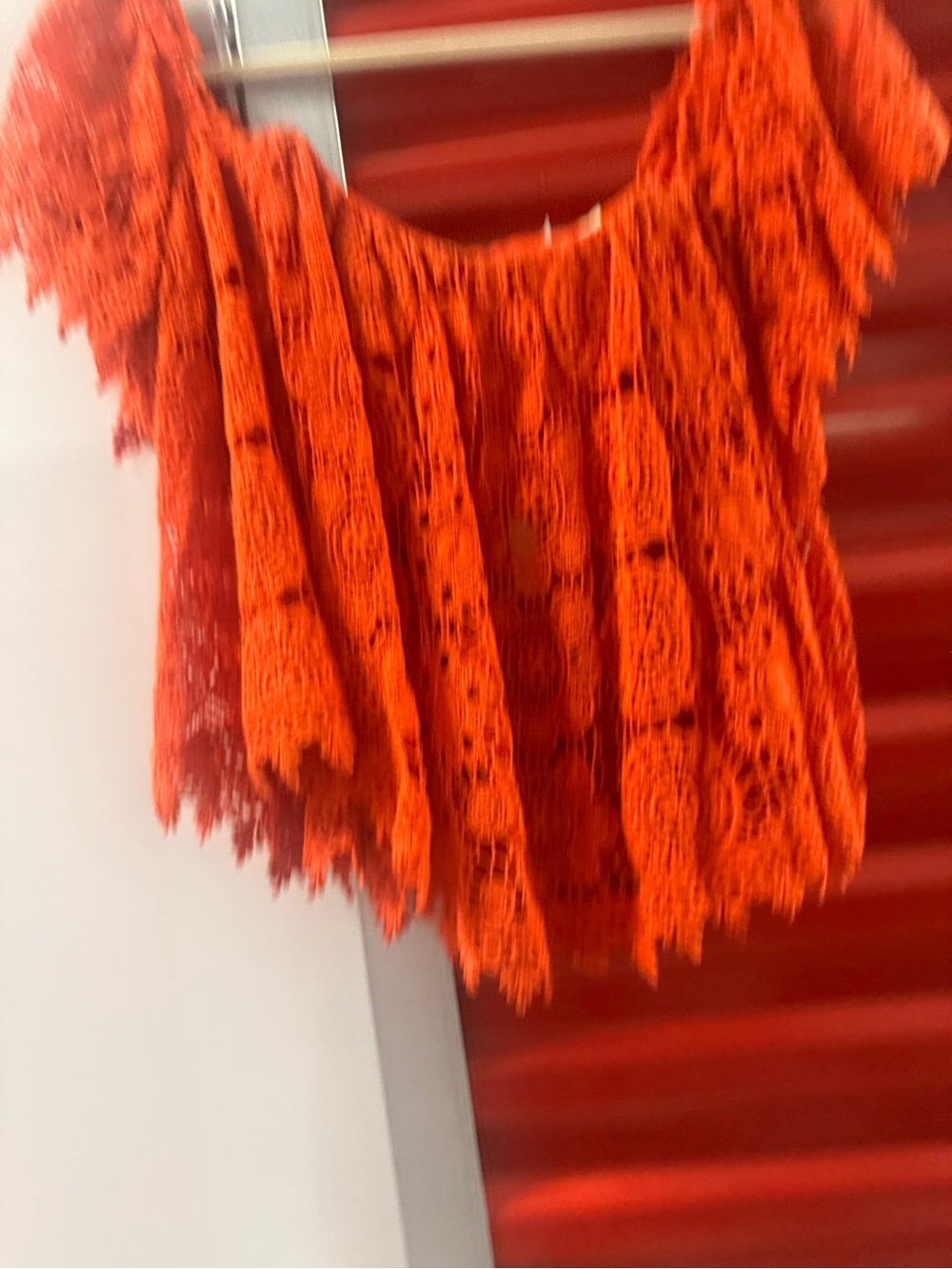 Tularosa Vivid Orange Crochet Tank with Fringe Detail